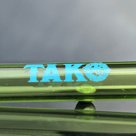 14mm Lime Green Tako Logo Downstem Accessory Tako Glass Blue 3"
