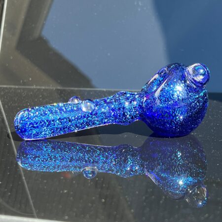 Sapphire Dichro Marbled Spoon Glass Pipe Fiona Phoenix Fire