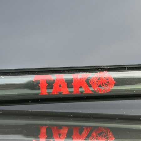 14mm Transparent Black Tako Logo Downstem Accessory Tako Glass Red 4.5"