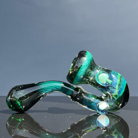 Exp Green Opal Mushroom Sherlock Glass Pipe Beezy Glass