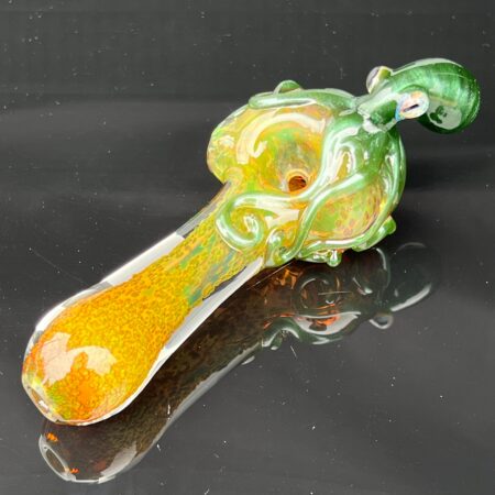 Green Stardust Octopus Spoon Glass Pipe Frank Glass
