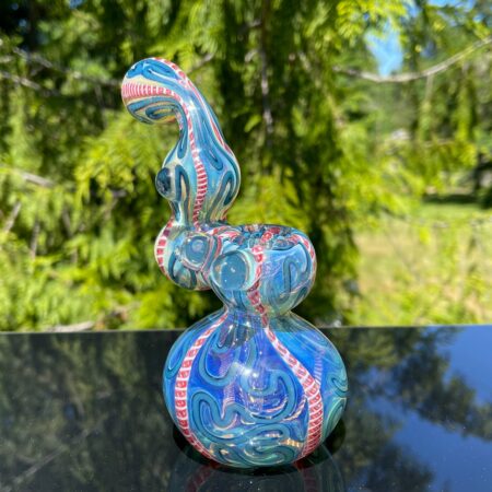 Azure Swirl Bubbler Glass Pipe TG