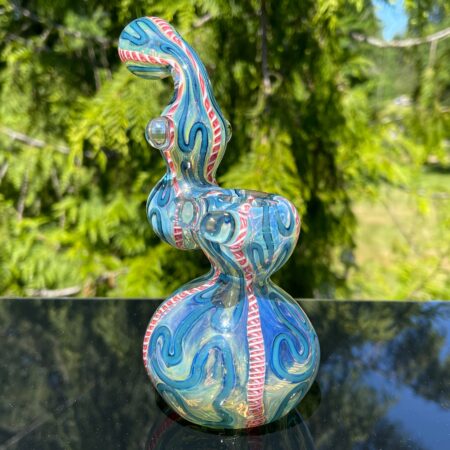 Azure Swirl Bubbler Glass Pipe TG
