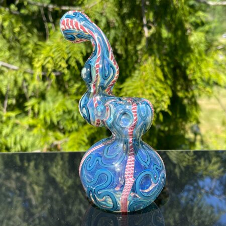 Azure Swirl Bubbler Glass Pipe TG