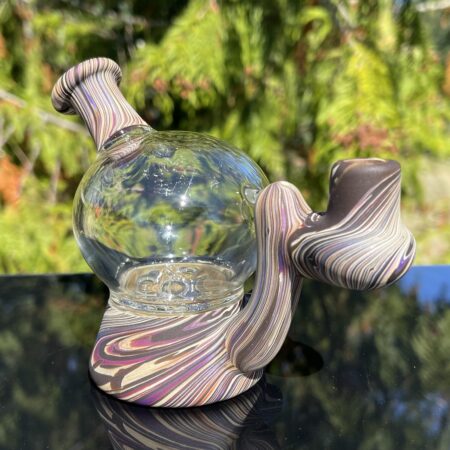 Wood Grain Globe Glass Mini Rig All Pipes and Accessories Tako Glass Wood Grain Globe Glass Mini Rig
