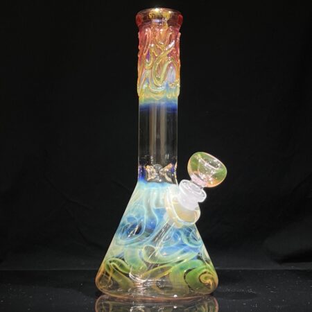9.5″ Fume Squiggle Beaker Bong All Pipes and Accessories Tako Glass 9.5" Fume Squiggle Beaker Bong