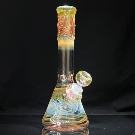 9.5″ Fume Squiggle Beaker Bong All Pipes and Accessories Tako Glass 9.5" Fume Squiggle Beaker Bong