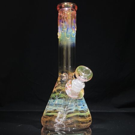9.5″ Fume Squiggle Beaker Bong All Pipes and Accessories Tako Glass 9.5" Fume Squiggle Beaker Bong