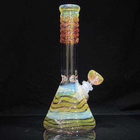 9.5″ Fume Squiggle Beaker Bong All Pipes and Accessories Tako Glass 9.5" Fume Squiggle Beaker Bong