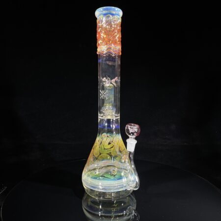 15" Gold Fumed Double Perc with Halo Beaker Bong