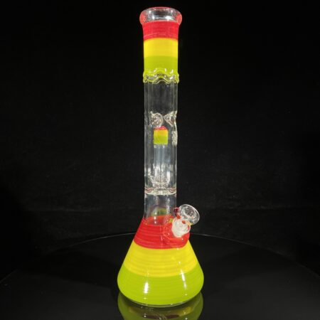 15" Double Perc Rasta Beaker Bong