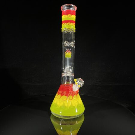 15" Double Perc Rasta Beaker Bong