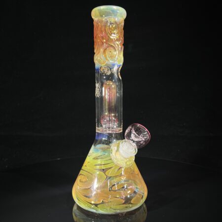 9.5" Double Perc Fumed Beaker Bong