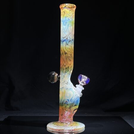 14.5" Fumed Straight Bong w/ Wormhole Marble