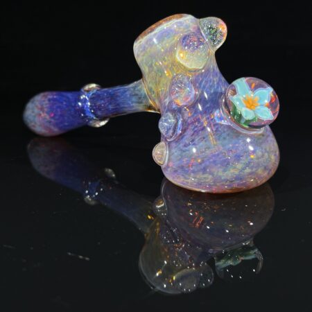 Purple Magic Frog and Flower Hammer Bubbler All Pipes and Accessories Tako Glass Purple Magic Frog and Flower Hammer Bubbler