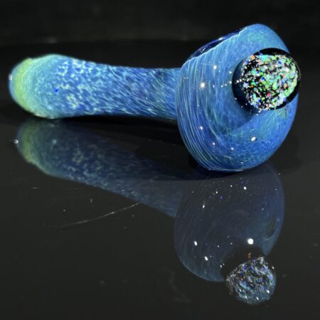 Blue Frit Cropal Marble Spoon Pipe All Pipes and Accessories Tako Glass Blue Frit Cropal Marble Spoon Pipe
