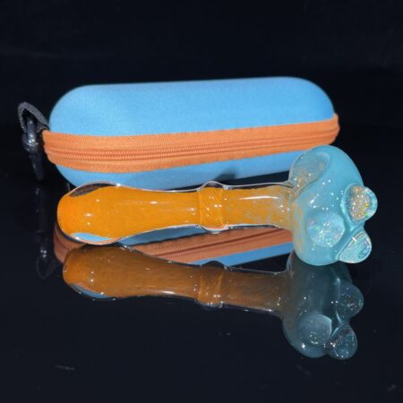 Teal and Orange Cropal Marble Spoon Combo Dry Pipes Tako Glass Teal and Orange Cropal Marble Spoon Combo