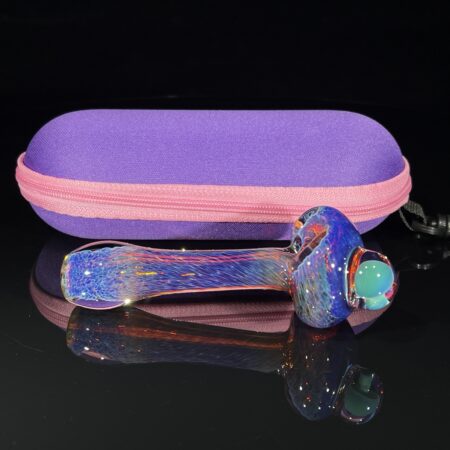 Purple Magic Mushroom Spoon Pipe + Matching Case All Pipes and Accessories Tako Glass Purple Magic Mushroom Spoon Pipe + Matching Case