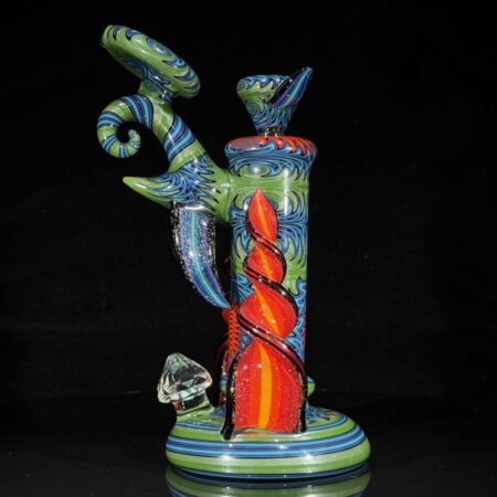 14MM Heady Horned Wig Wag Sherlock Bubbler All Pipes and Accessories Tako Glass Heady Bubbler