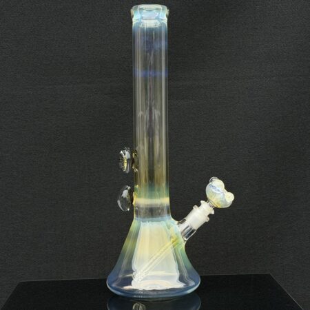 TAKO x MAZET 16″ Silver Fume Dichro Vortex Beaker Bong All Pipes and Accessories Tako Glass TAKO x MAZET 16" Silver Fume Dichro Vortex Beaker Bong