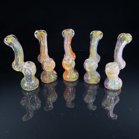 Gold Fumed Squiggle Mini-Sherlock Bubbler All Pipes and Accessories Tako Glass Gold Fumed Squiggle Mini-Sherlock Bubbler