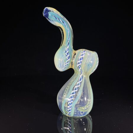Silver Fume Inside-Out Teal/Blue Stand-Up Sherlock Bubbler All Pipes and Accessories Tako Glass Silver Fume Inside-Out Teal/Blue Stand-Up Sherlock Bubbler