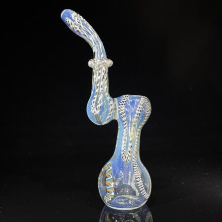 Silver Fume Inside-Out Cane Sherlock Bubbler All Pipes and Accessories Tako Glass Silver Fume Inside-Out Cane Sherlock Bubbler