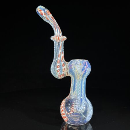 Silver Fume Inside-Out Cane Sherlock Bubbler All Pipes and Accessories Tako Glass Silver Fume Inside-Out Cane Sherlock Bubbler