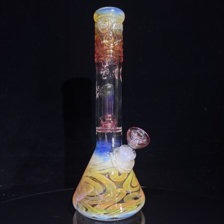 9.5″ Double Perc Fumed Beaker Bong All Pipes and Accessories Tako Glass 9.5" Double Perc Fumed Beaker Bong