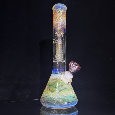 9.5" Double Perc Fumed Beaker Bong
