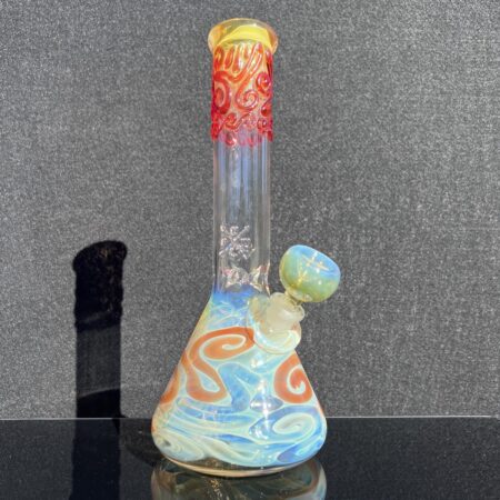 11″ Color Squiggle Beaker Bong All Pipes and Accessories Tako Glass 11" Color Squiggle Beaker Bong