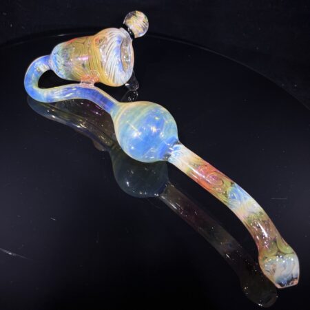 Fumed Squiggle Marbled Natural Perc Sherlock Bubbler All Pipes and Accessories Tako Glass Fumed Squiggle Marbled Natural Perc Sherlock Bubbler