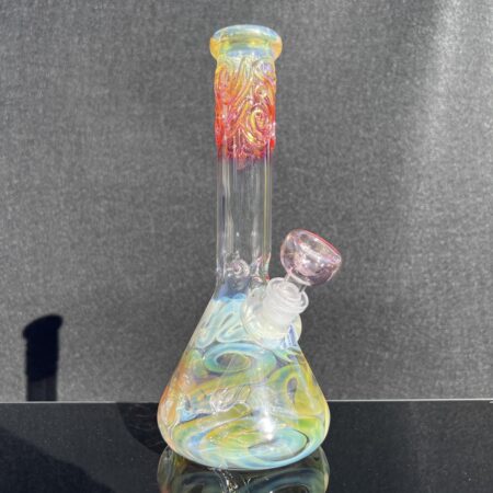 9″ Fume Squiggle Beaker Bong All Pipes and Accessories Tako Glass 9" Fume Squiggle Beaker Bong