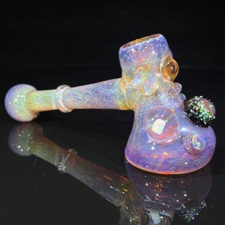 Purple Magic Opal Marbled Hammer Bubbler All Pipes and Accessories Tako Glass Purple Magic Opal Marbled Hammer Bubbler