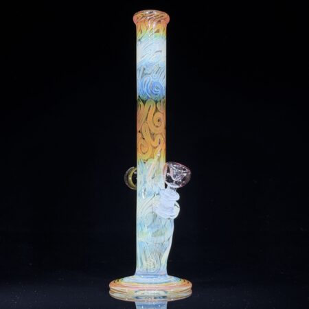 15″ Full Fumed Squiggle Straight Bong w/Focal Marble All Pipes and Accessories Tako Glass 15" Full Fumed Squiggle Straight Bong w/Focal Marble