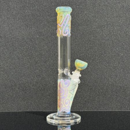 11″ Color Fumed Squiggle Straight Bong Bongs Tako Glass 11" Color Fumed Squiggle Straight Bong