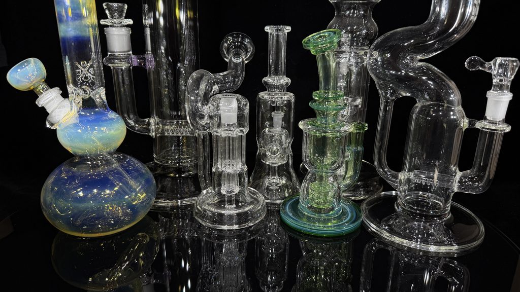 A selection of bongs with different percs type.
